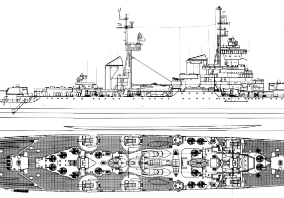 Крейсер СССР Dmitry Pozharski 1960 [Sverdlov Class Cruiser] - чертежи, габариты, рисунки